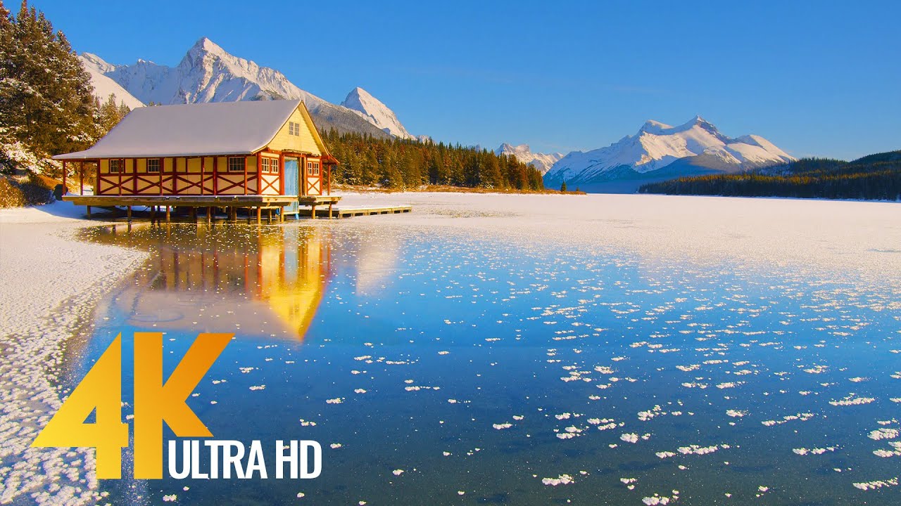 Wintertime Beauty of Canadian National Parks - 4K Relaxation Video with Nature Sounds - Part #2