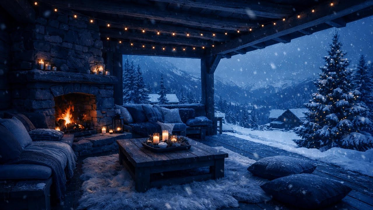 Fall Asleep Fast ❄️ Winter Night Fireplace Sounds & Gentle Snowfall | Deep Sleep Ambience