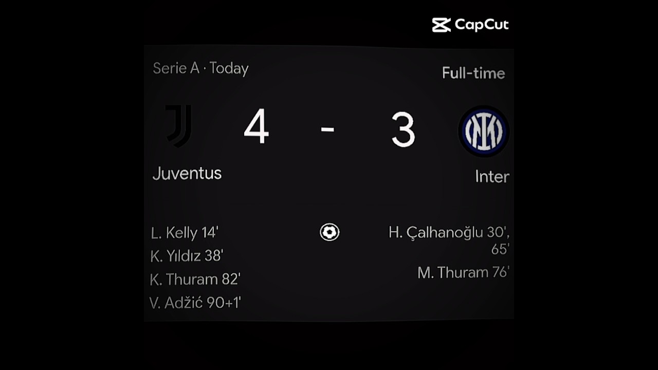 Juventus 4 vs 3 Inter Milan in the match #juventus #intermilan #seriea #player #soccer ⚽️⚽️