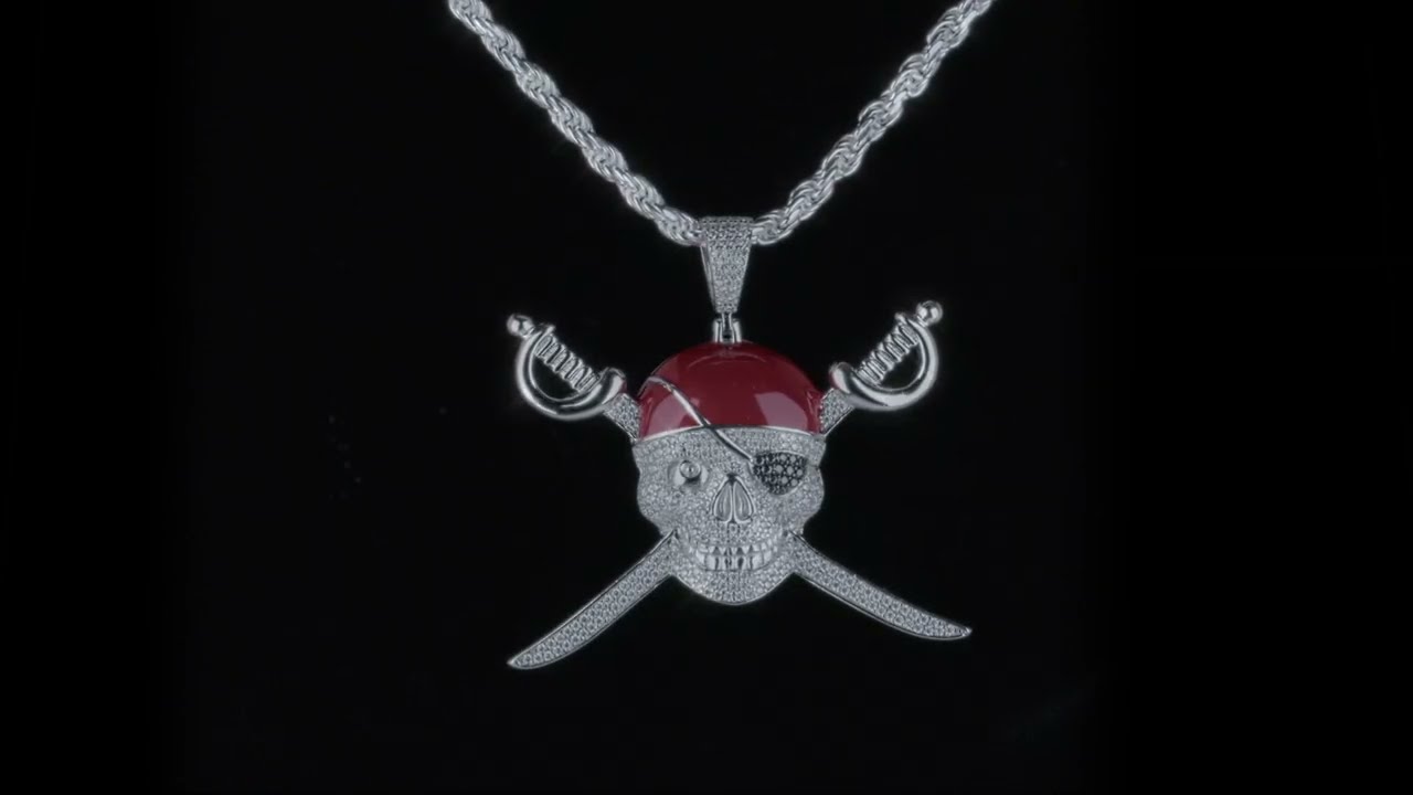 Plunder Pendant - MOISSANITE Real 925 Silver/14k Gold Plated Pirate Skull & Bones Pendant Necklace