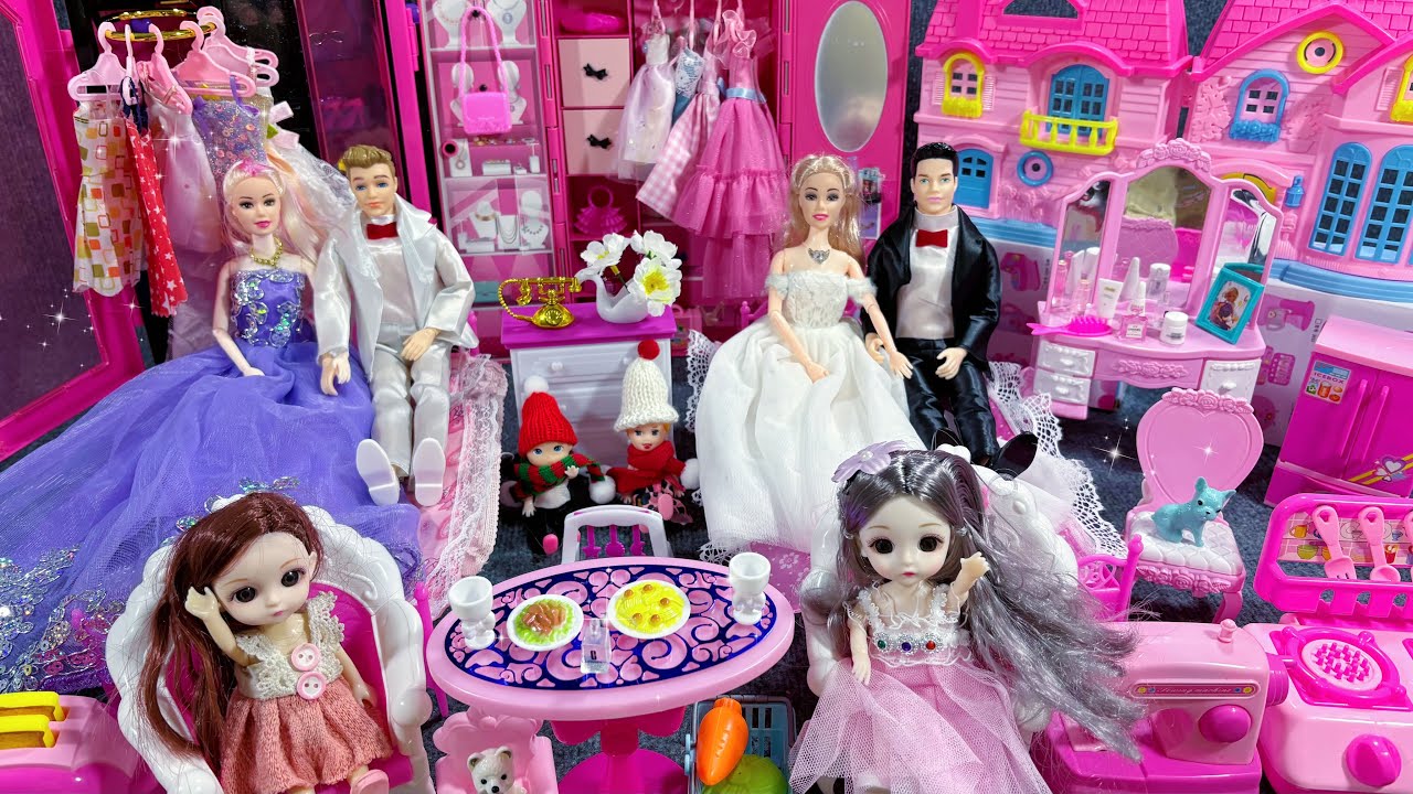 14 Minutes Satisfying with Unboxing Barbie Princess Wardrobe Dress Up Playset ASMR |Review Toys