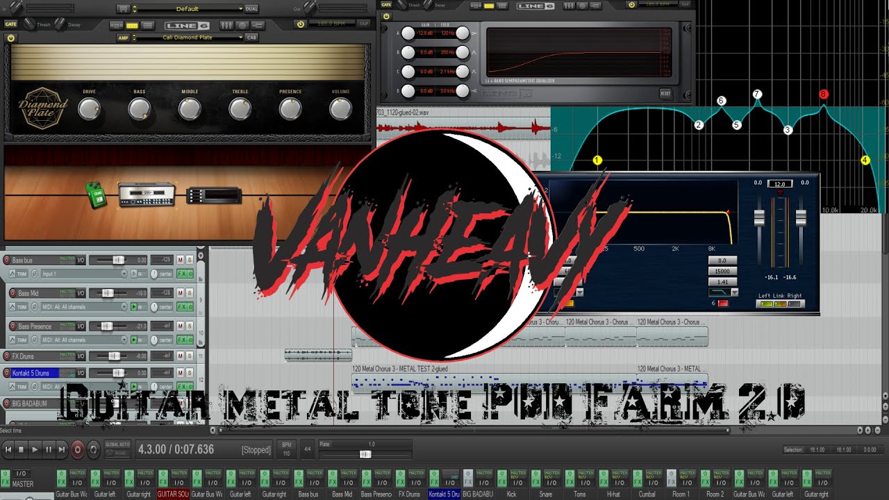 Сведение электрогитары POD Farm 2 и очередной импульс (New metal tone).