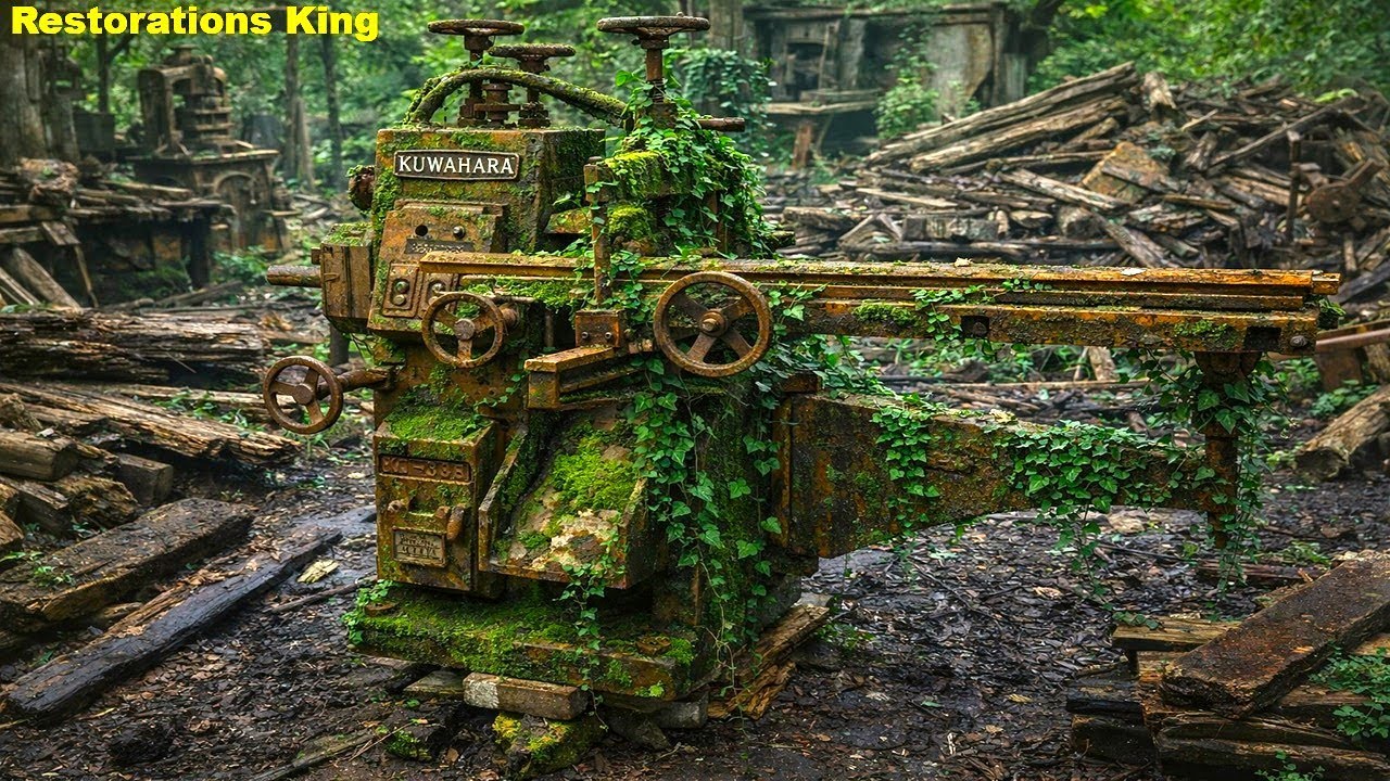 Extreme Restoration of a Completely Burned KUWAHARA Japanese Wood Mortising Machine