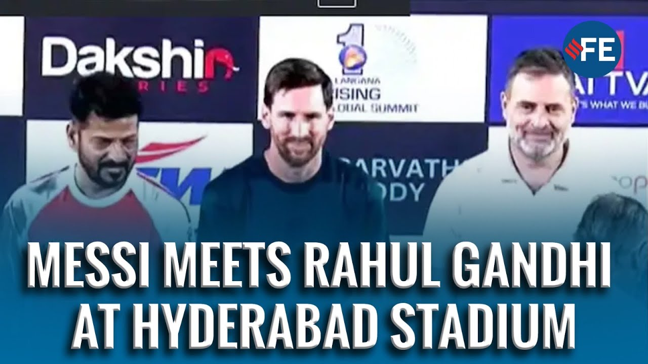 WATCH: Messi Meets India&rsquo;s LoP Rahul Gandhi at Hyderabad Stadium