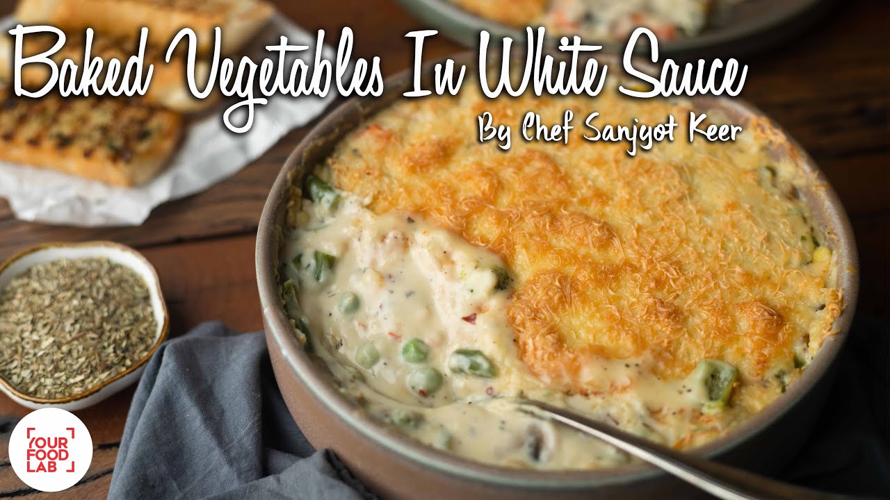 Baked vegetables with white sauce