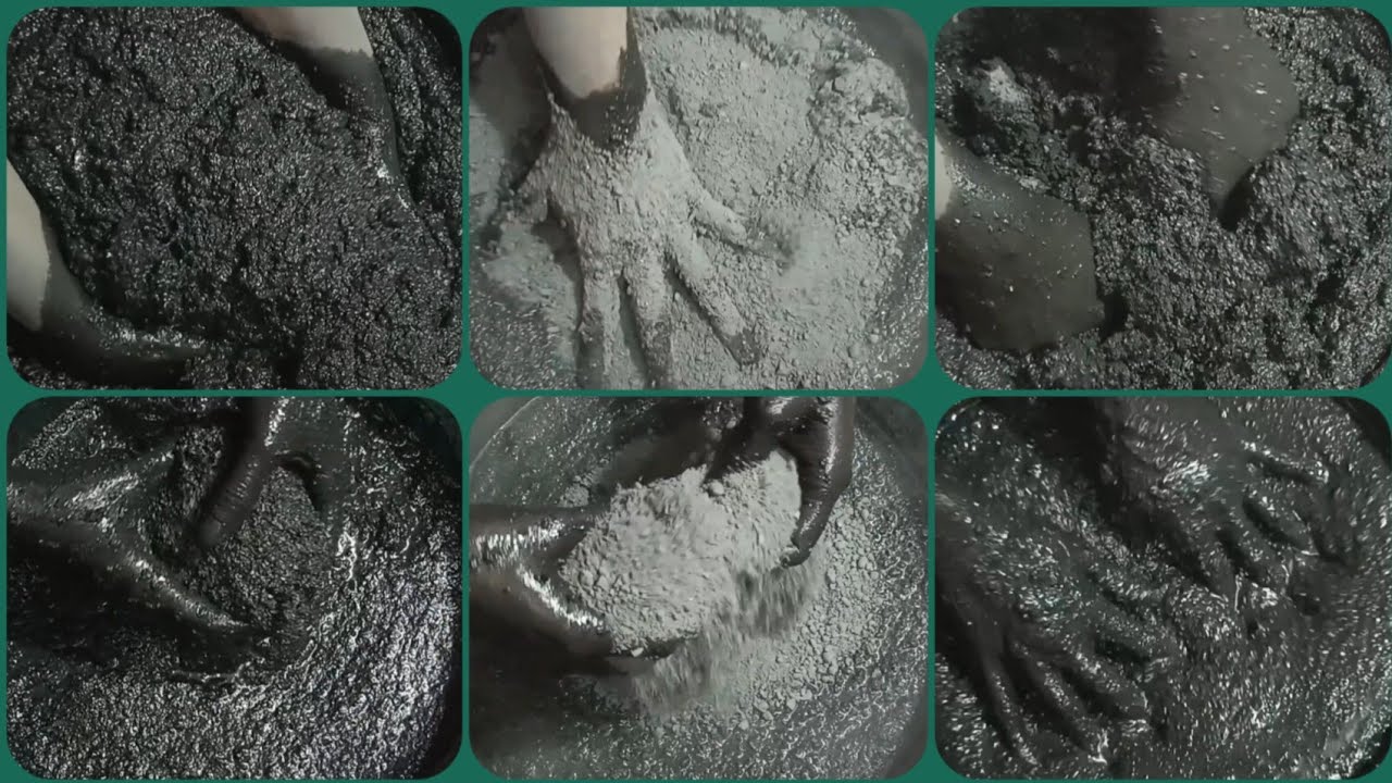 Dusty💨🌪️Gritty Charcoal Pouring in💦 & Paste Mixing/Playing ASMR #1119