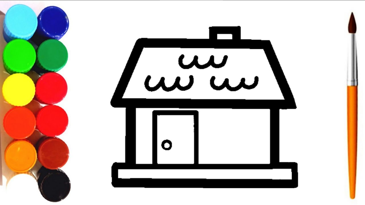 HOW TO DRAW A HOUSE 🏡 FOR KIDS | DRAWING, PAINTING AND COLORING #house #ghar #drawingforkids #draw