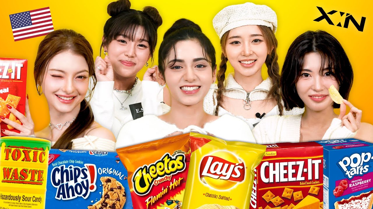 K-pop айдолы впервые пробуют американские закуски (#XIN от Арии, Новы, Эши, Ниццы, Ханны) | KATCHUP