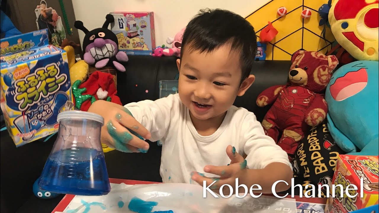 俊俊日記 一起來製作藍色史萊姆 日本黏黏膠玩具 好美的鬼口水 Let’s make you own Slime DIY Blue Slime ToysReview