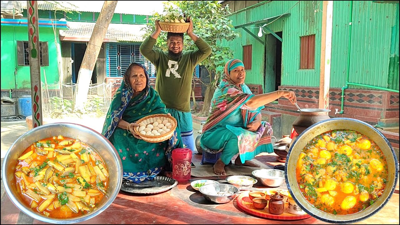 মুলো দিয়ে পুঁটি মাছ দেশি মুরগির ডিম দিয়ে নতুন আলু  ফুলকপি দিয়ে রান্না বহু মজা