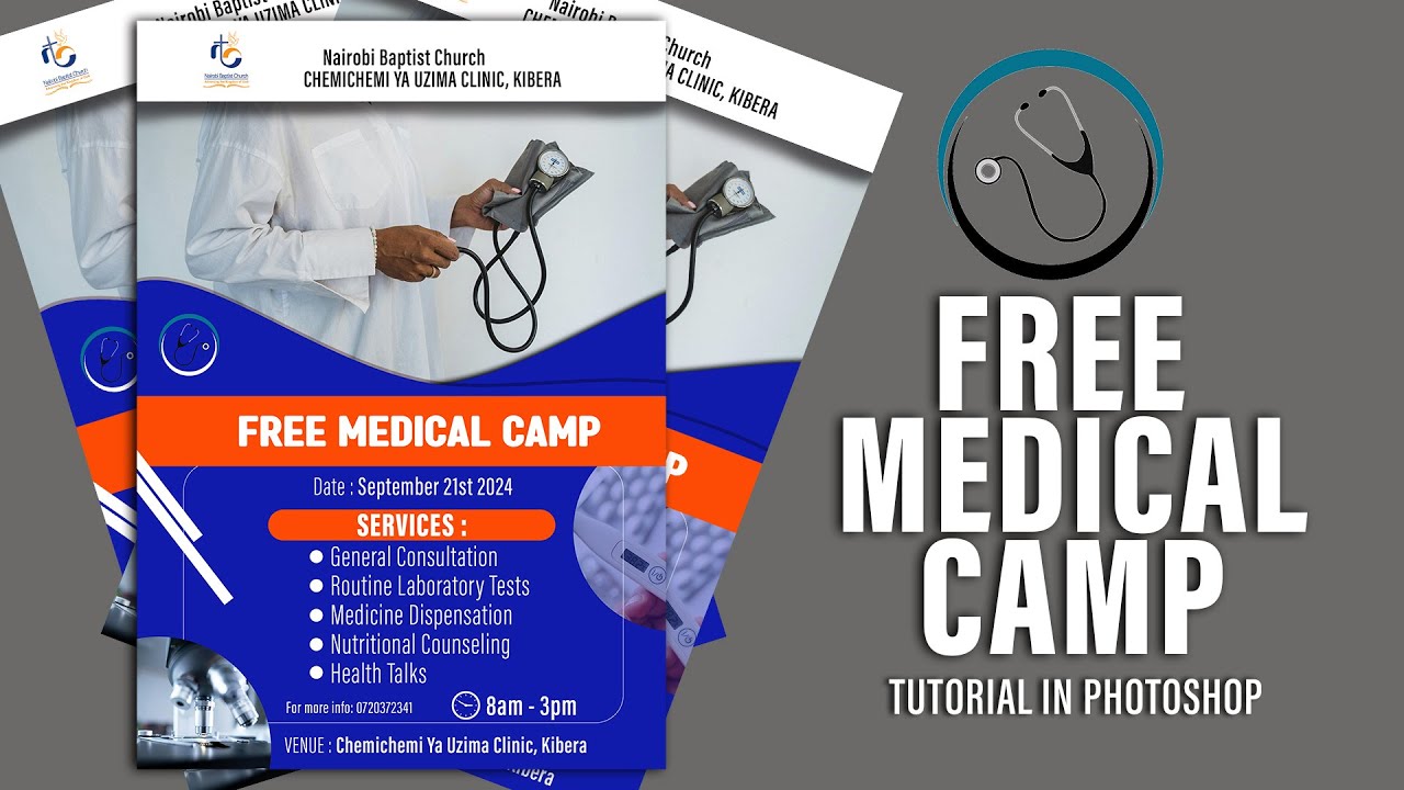 free medical camp flyer in photoshop