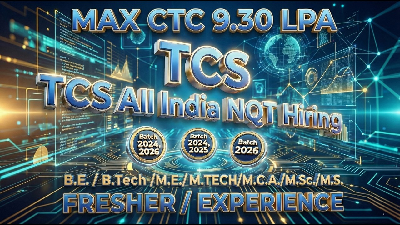 TCS BULK HIRING! 🚀 Max CTC 9.30 LPA | Batch 2024, 2025, 2026 | TCS NQT Registration Process