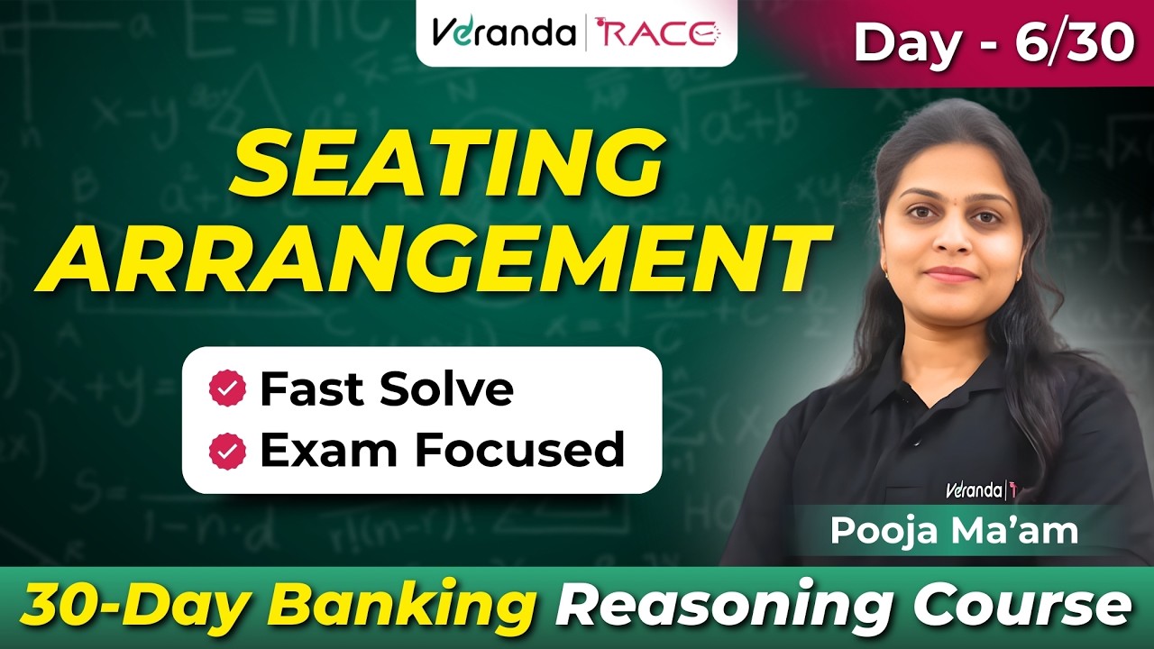 Seating Arrangement | Fast Solve | Exam Focused | Banking Reasoning Day-6 | Pooja Ma’am
