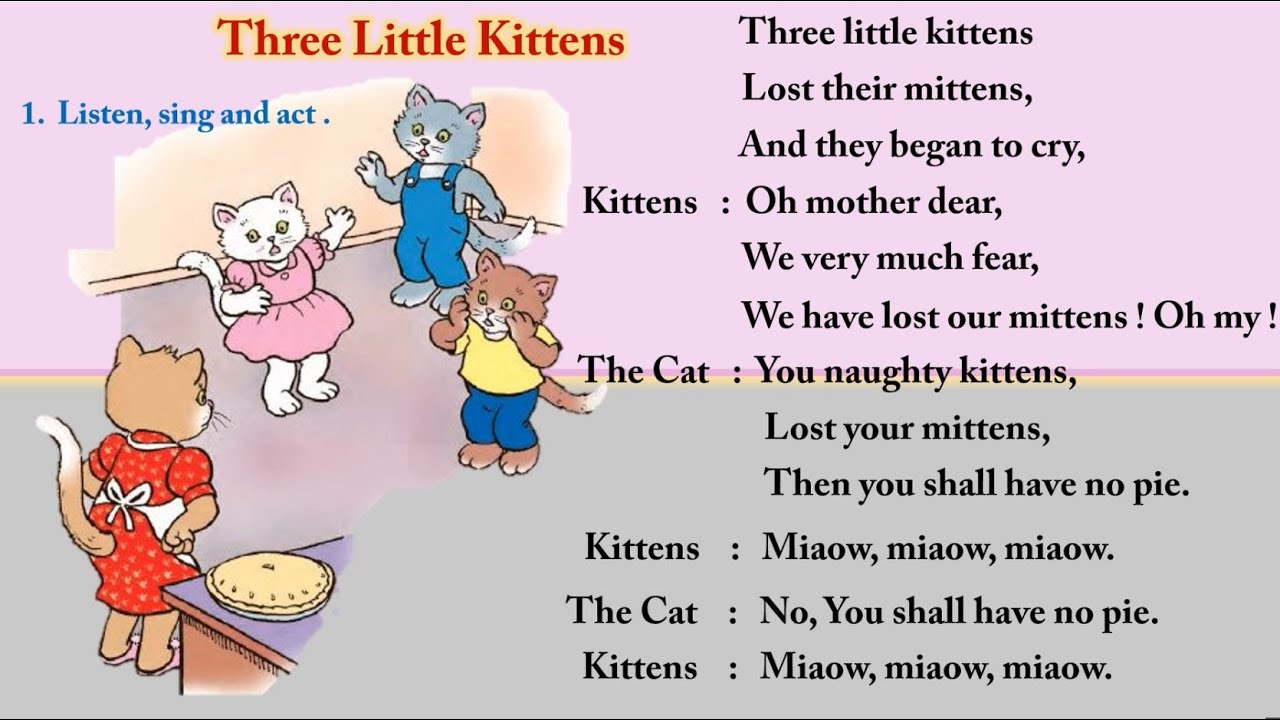 Poem | Std | 3rd | Sub | English  Unit Four | Three Little Kittens |