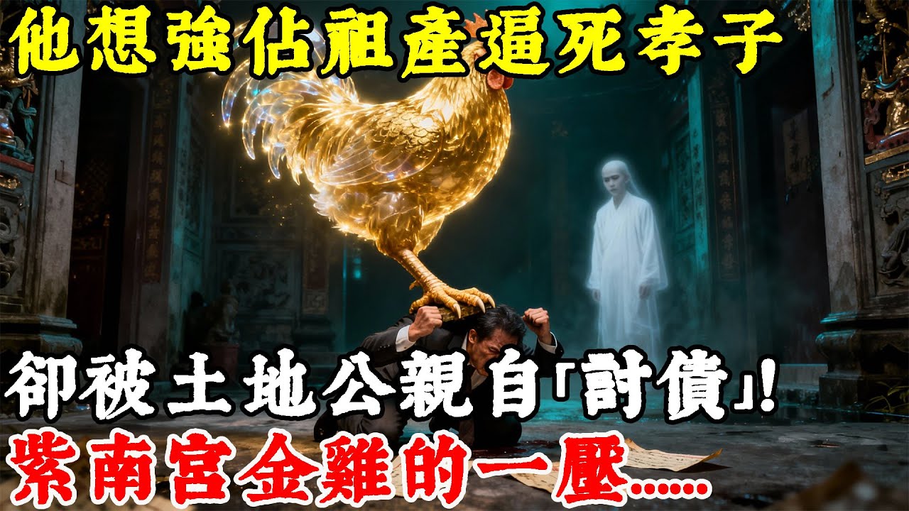 他想強佔祖產逼死孝子，卻被土地公親自「討債」！紫南宮金雞的一壓，壓垮了惡霸的貪婪。#情感#民間故事#真實故事#中老年生活 #台灣