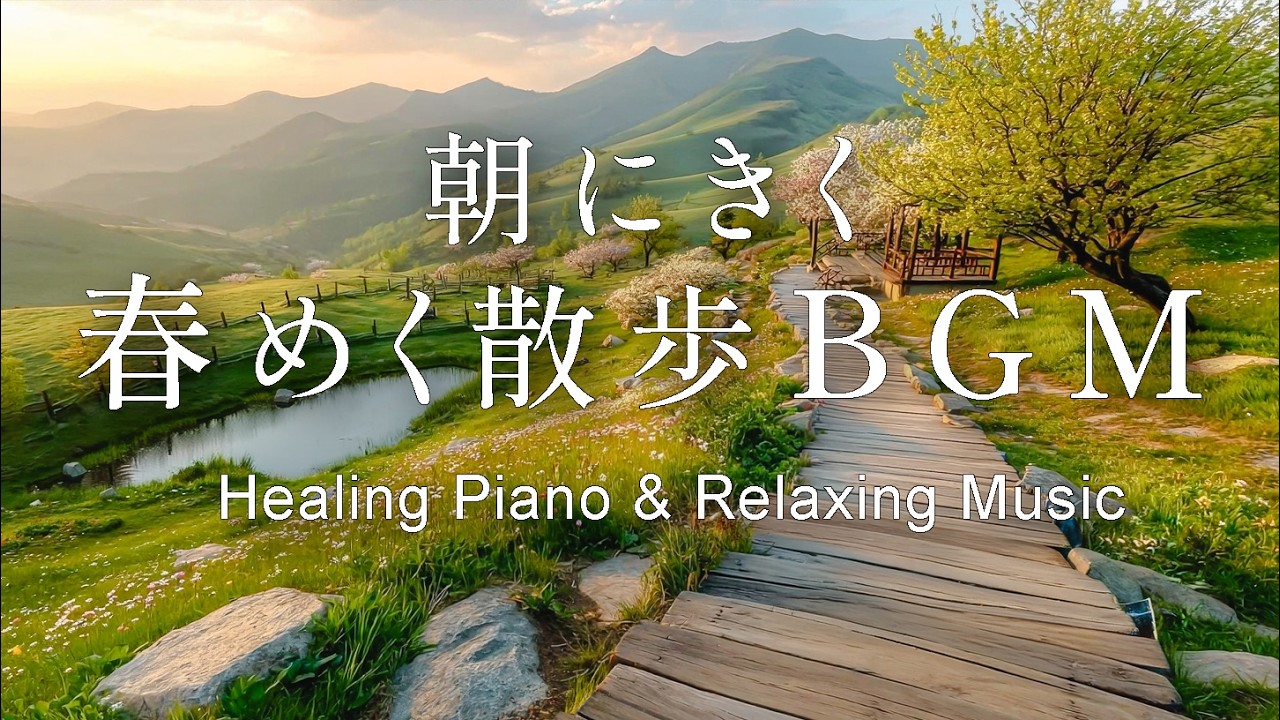 【癒し・作業用BGM】朝に聞きたい春めく散歩BGM｜穏やかなギター&ピアノ – Healing Guitar & Piano Music