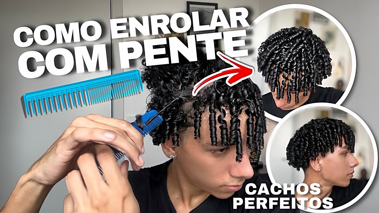 COMO ENROLAR O CABELO COM PENTE / enrolando cabelo masculino com pente 🪮