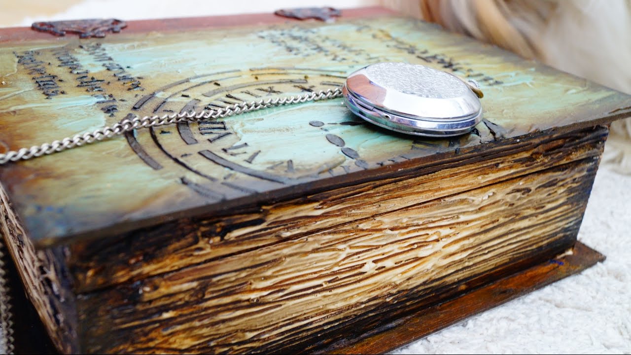 Decoupage Tutorial Vintage Wooden Book - Ντεκουπάζ Ξύλινο Βιβλίο - DIY Craft by Debi