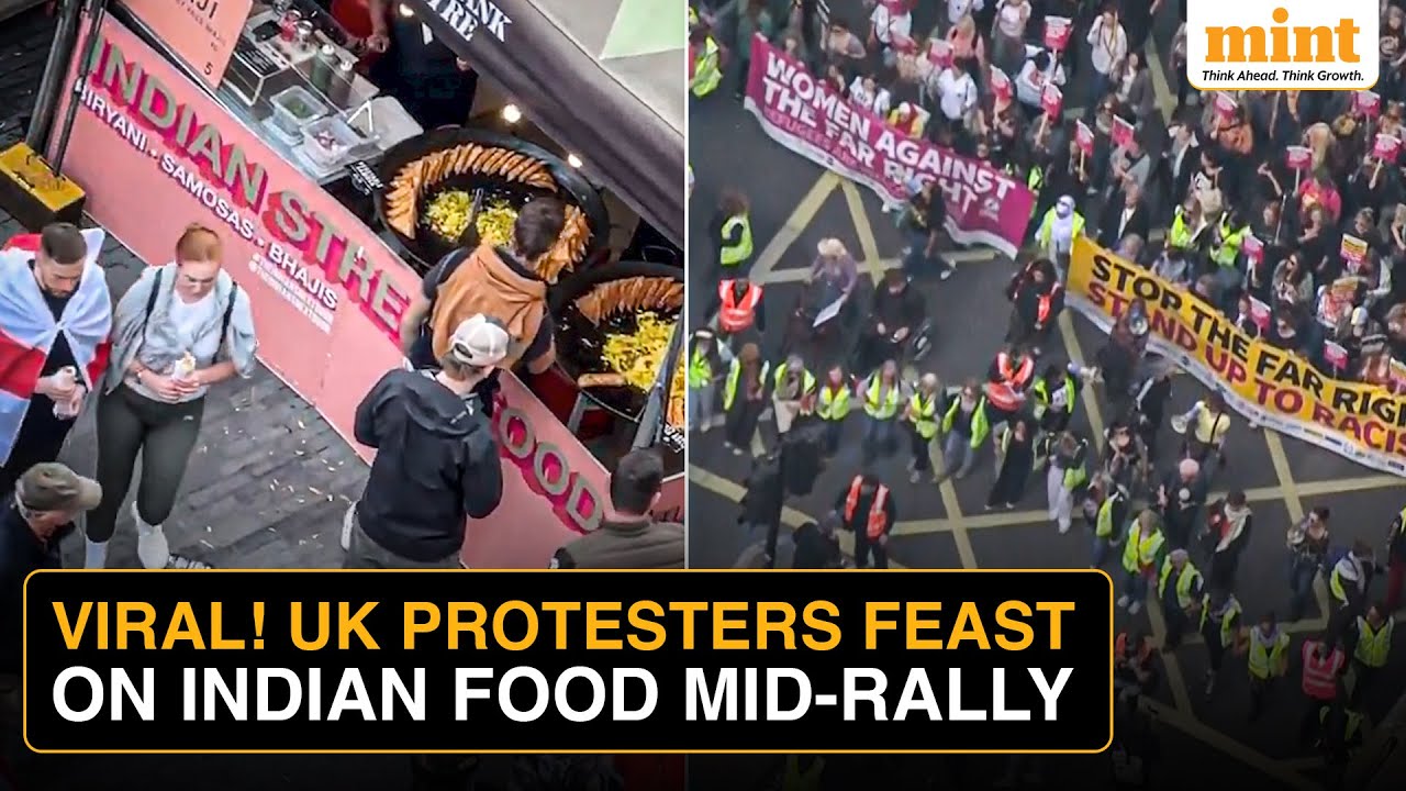 UK Protesters Queue Up At Indian Food Stalls Amid Anti-Immigration Rally; Video Sparks Online Storm