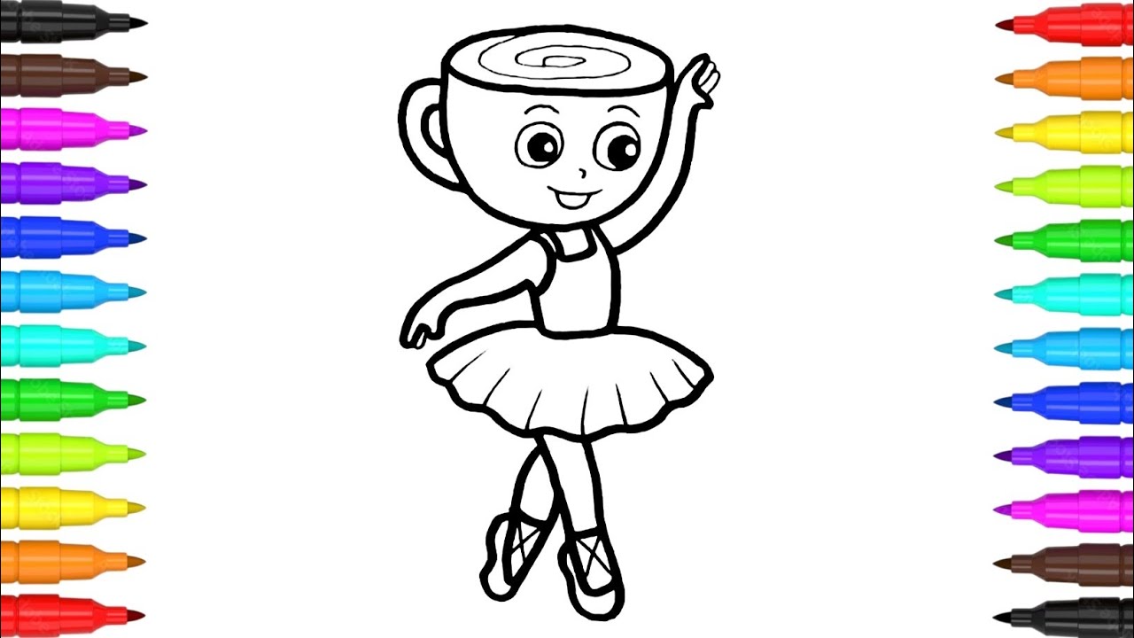 Cute Ballerina Cappuccina Drawing, Painting and Coloring For Kids and Toddlers_Easy Drawing for Kids