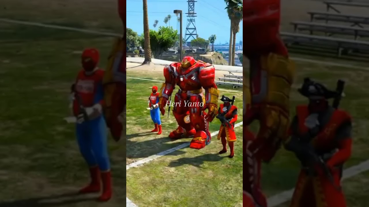 GTA 5 Red Team Spider man, Ironman, Deadpool Baby Is Kidnaped, But ending Coffin dance song (cover)