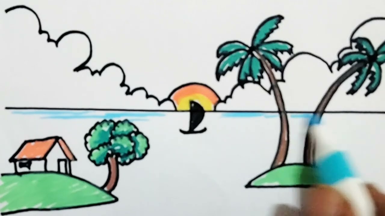 Beautiful Drawing Easy.Menggambar pemandangan yang mudah dan Bagus.