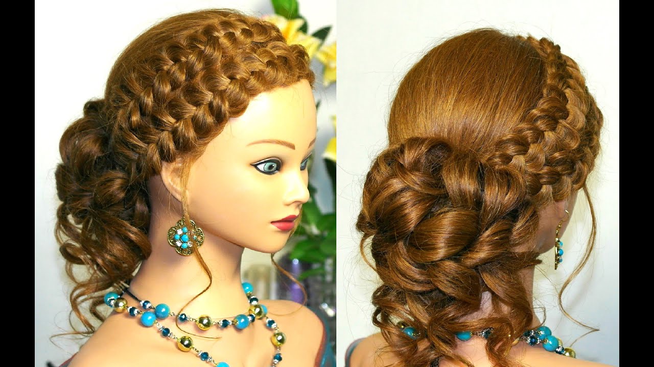 Prom updo, hairstyle for long hair with braids tutorial