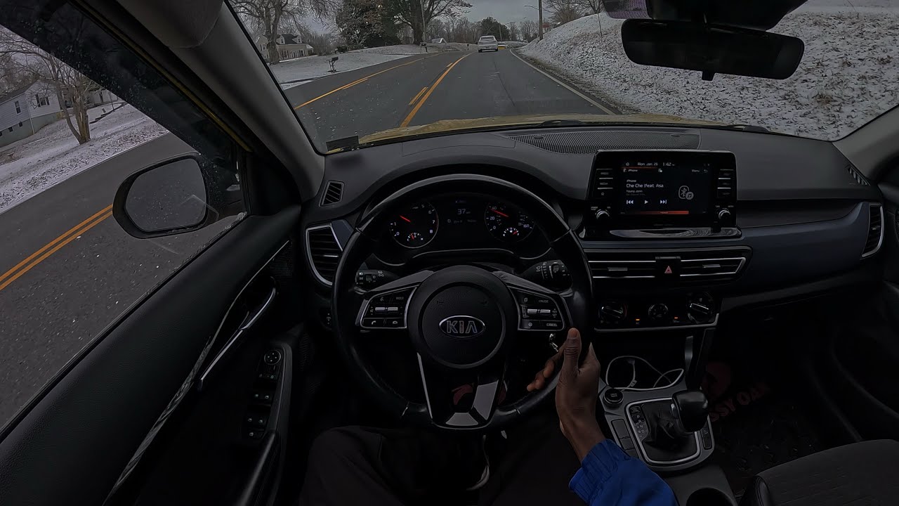 first snow of the year | city highway POV drive 