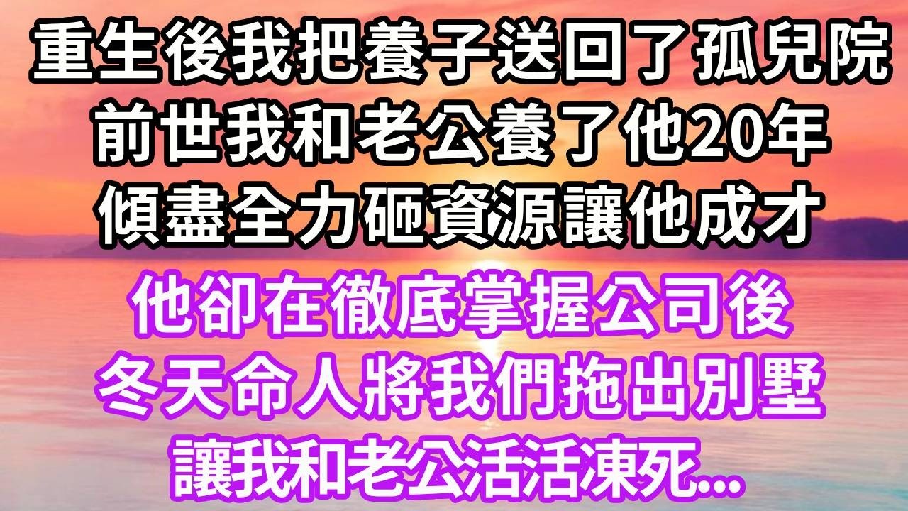 重生後我把養子送回了孤兒院，前世我和老公養了他20年，傾盡全力砸資源讓他成才，他卻在徹底掌握公司後，冬天命人將我拖出別墅，讓我和老公活活凍死！#重生 #大女主 #復仇 #人生感悟 #情感