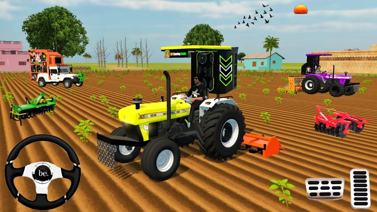 🚜SONALIKA 🚜, NEW HOLLAND 🚜, TRECTUR 🚜 ROTAVETAR FARMING 🌾 3D GAME PLAY #viralvideo #trending 