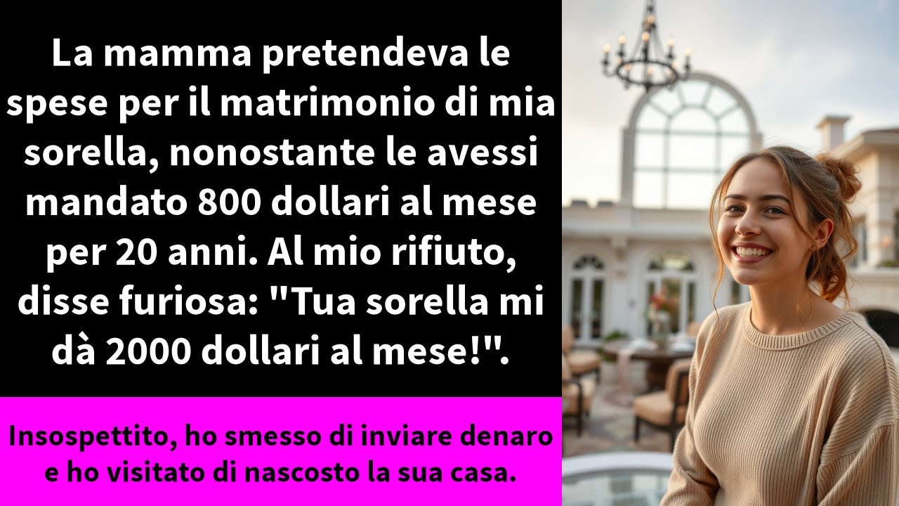La mamma pretendeva le spese per il matrimonio di mia sorella, nonostante le avessi mandato