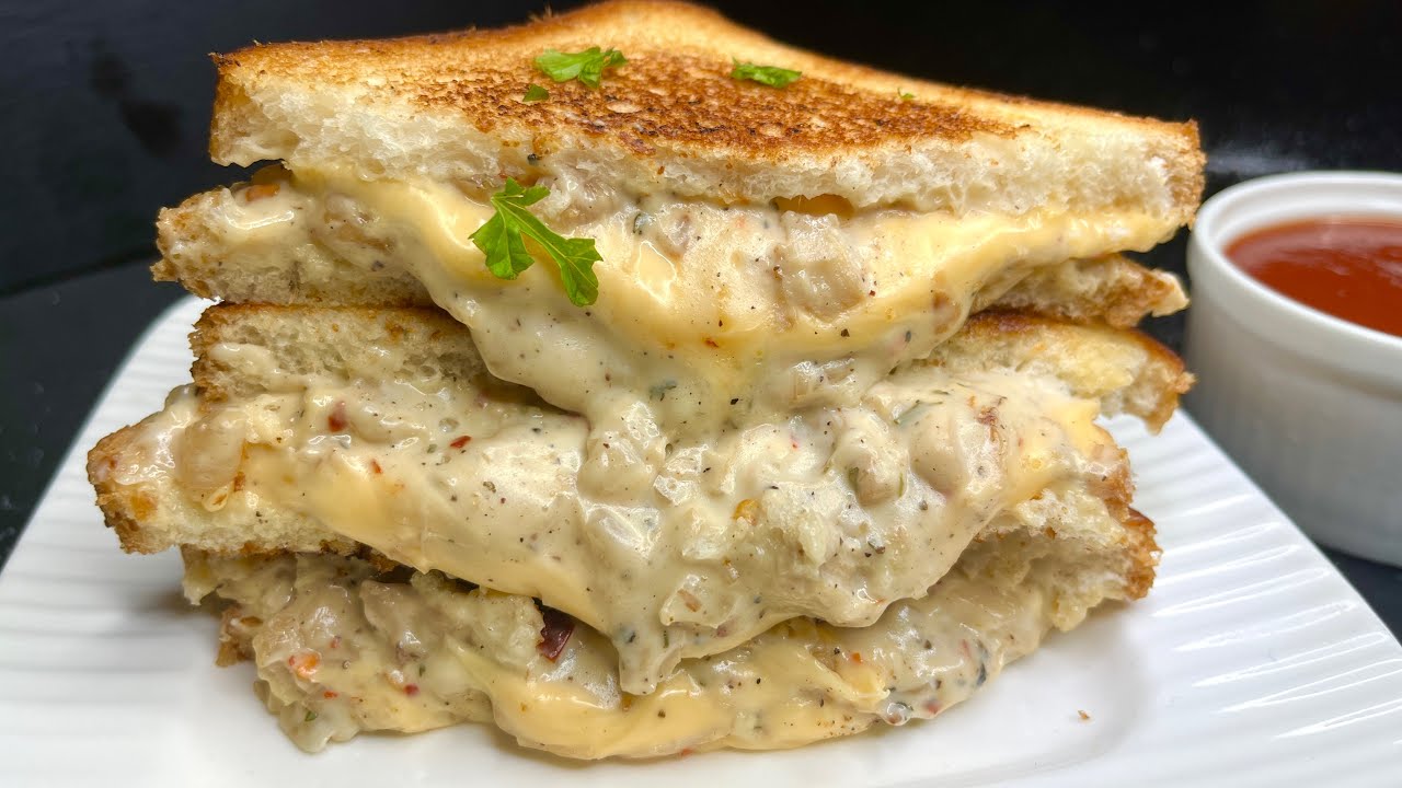 Creamy Cheese Chicken Sandwich | Chicken Sandwich without Mayo and Eggs | Sandwich Recipes