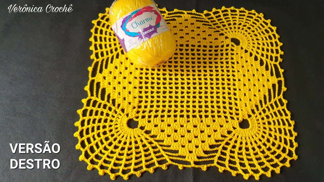 💛🌻Centro de mesa em croche com a linha Charme/Passo a passo/Para iniciantes(Versão destro)