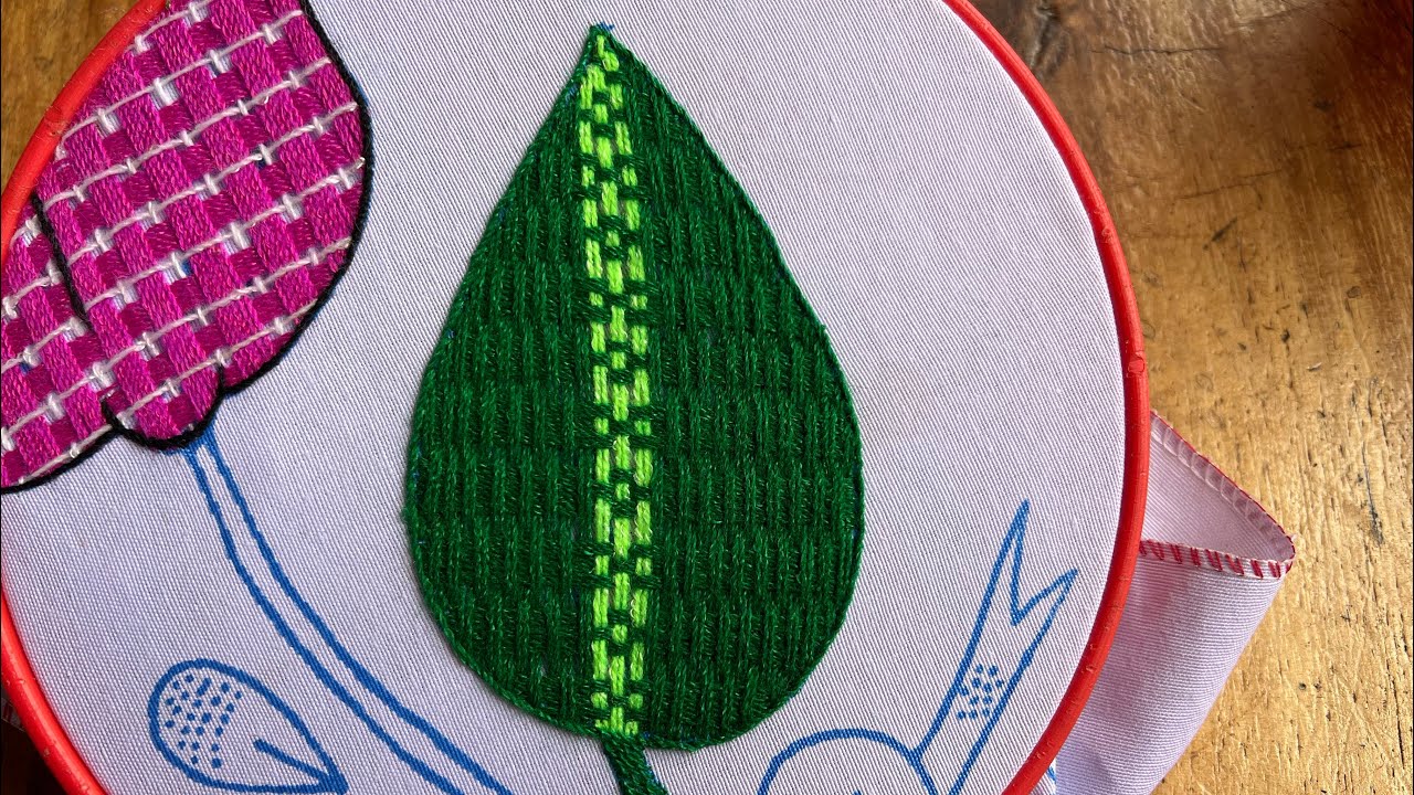 PUNTADA PARA UNA HOJA 🍃 Como bordar una hoja 🍂 
