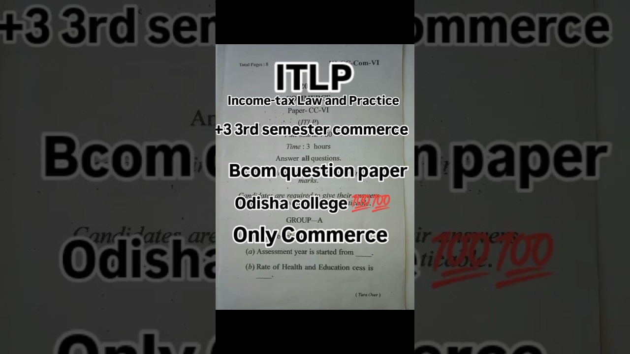 +3 3rd semester Income-tax Law and Practice question paper