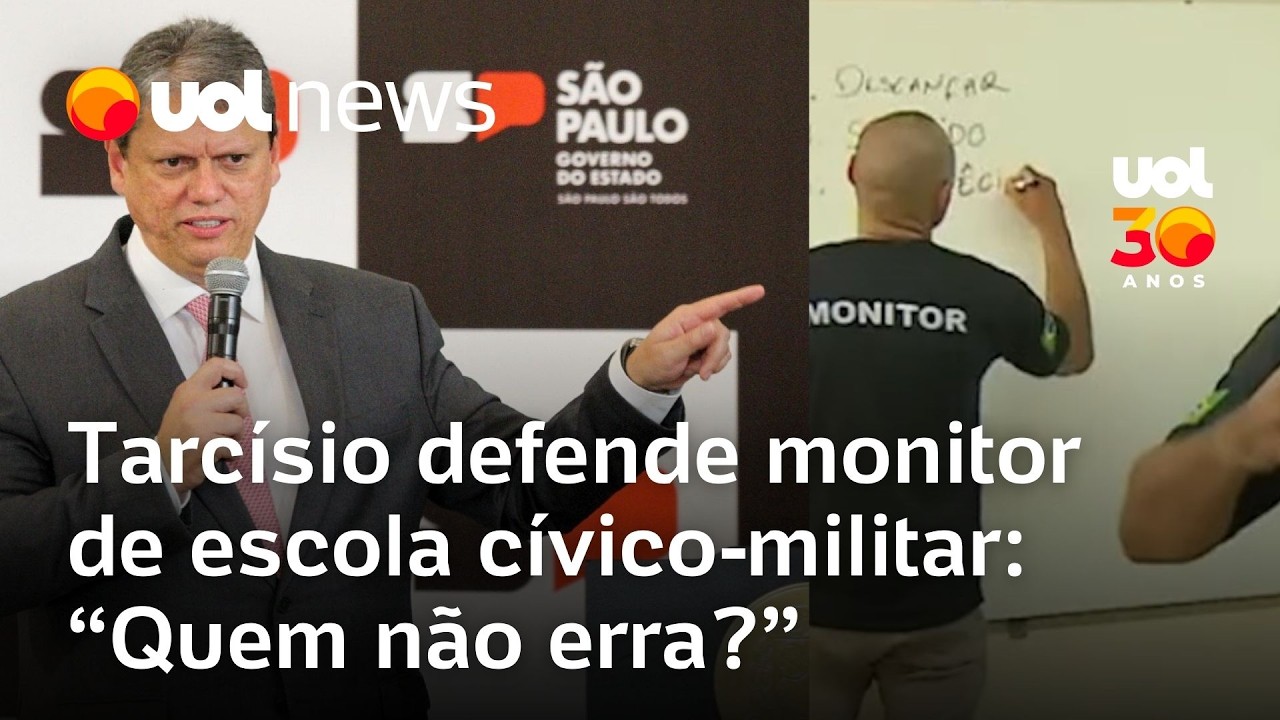 Tarcísio defende monitor de escola cívico-militar que escreveu 'descançar': 'Quem não erra?'