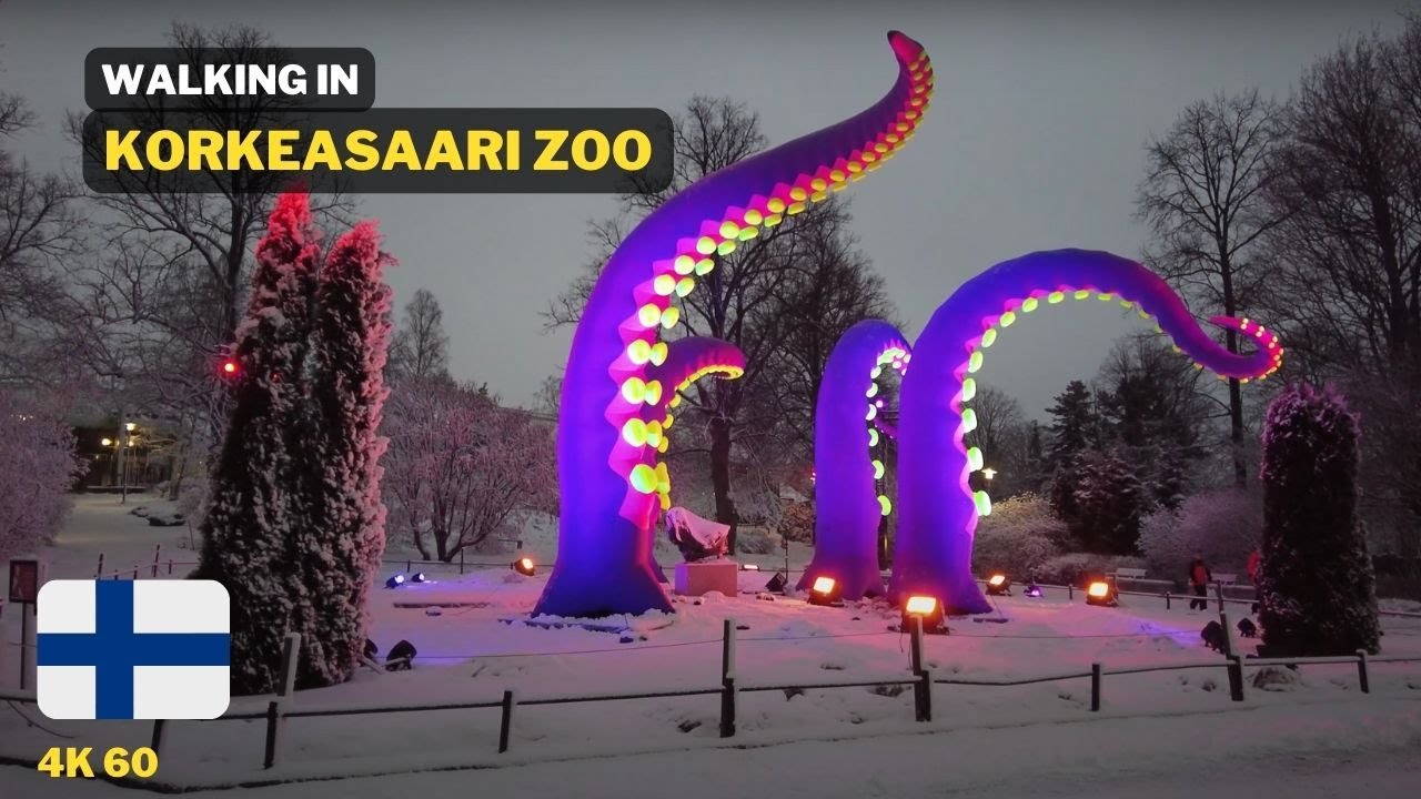 Lots of Snow In Korkeasaari Zoo and a Light Festival (Finland, January 2023)