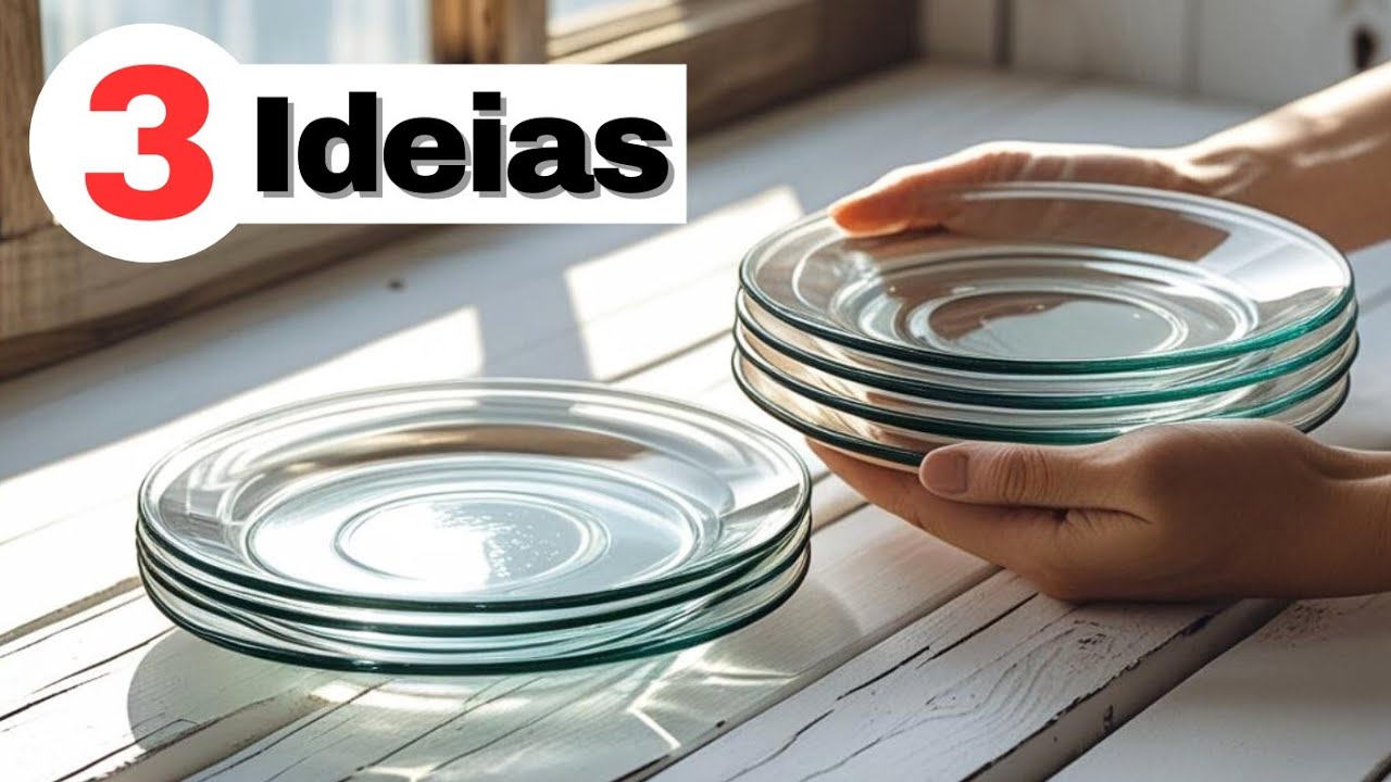 3 Ideias lindas com PRATO DE VIDRO 💕 2 Com técnica que você nunca viu! 