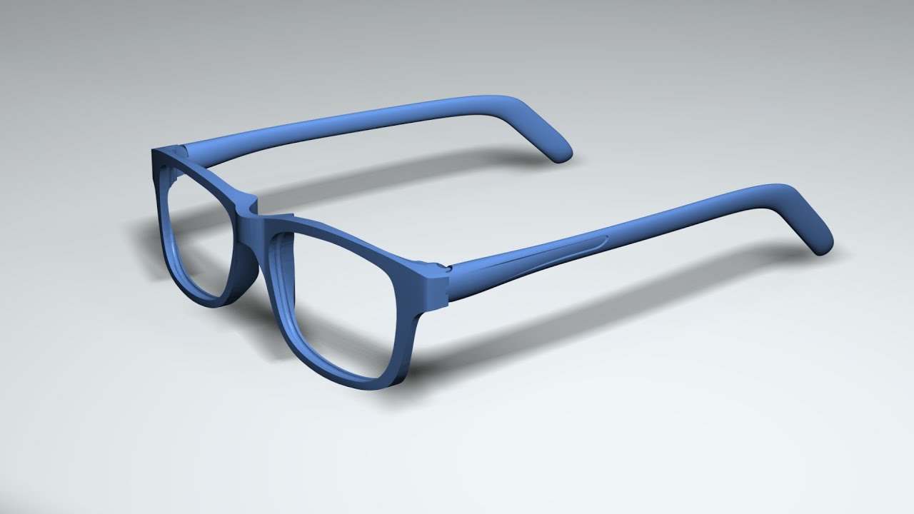 ThinkDesign: Konstruktion Brillenbügel an 3D-gedrucktes Gestell