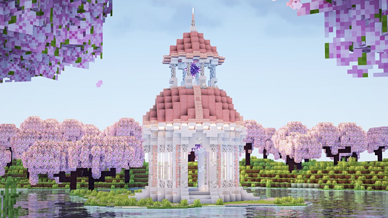【マインクラフト】桜で作るガゼボの作り方【マイクラ建築】