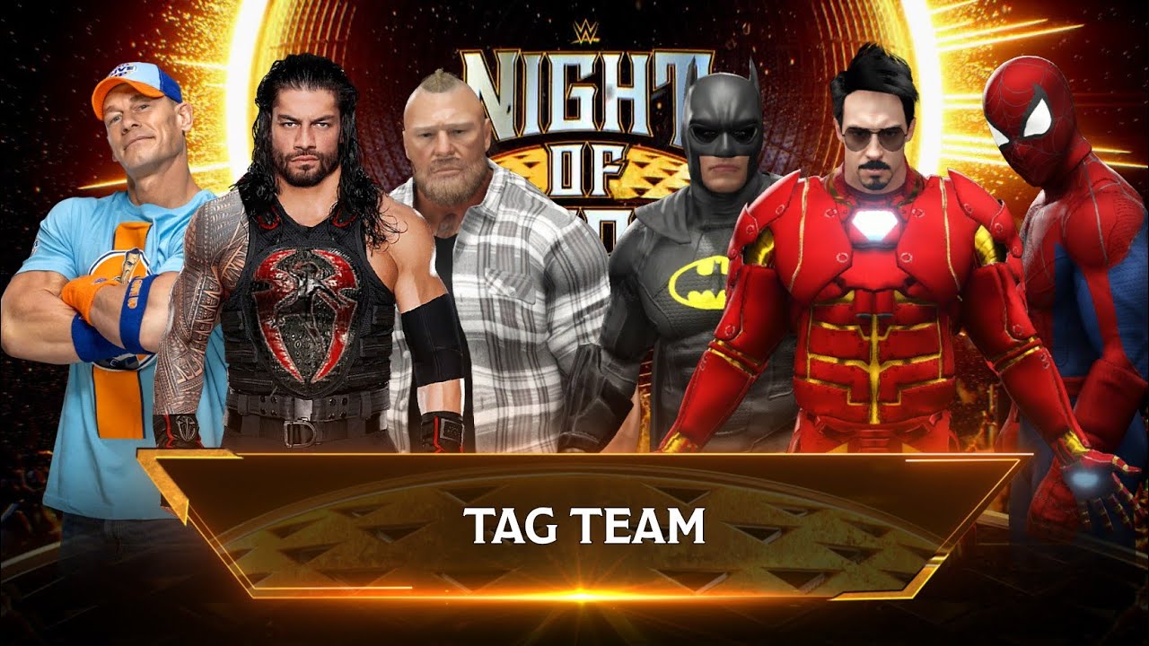 Roman Reigns Brock John Cena Vs Ironman Batman And Spiderman Full Fight wwe2k24 #new #wwe #usa #op