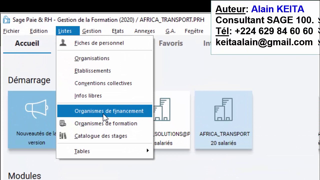 SAGE 100C PAIE& SUITE RH: Gestion de la Formation(1ière Partie)