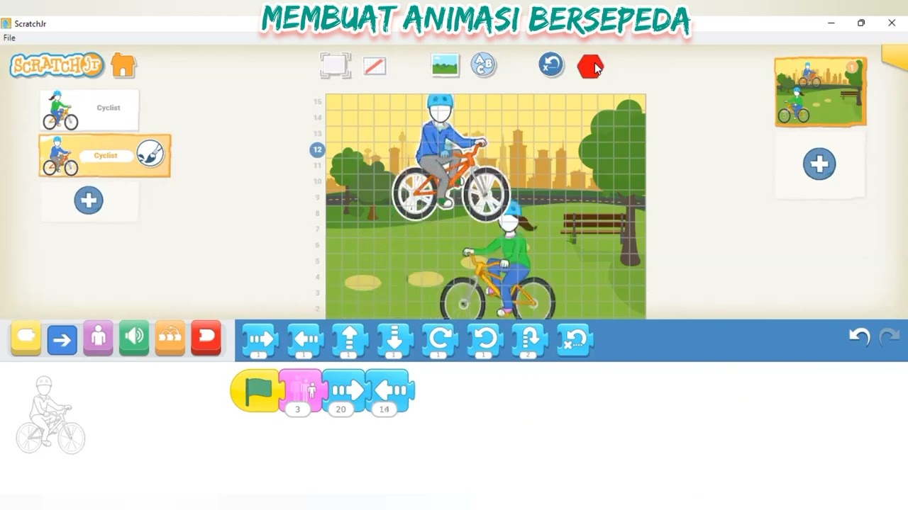Scratch jr membuat animasi bersepeda ||scratch junior