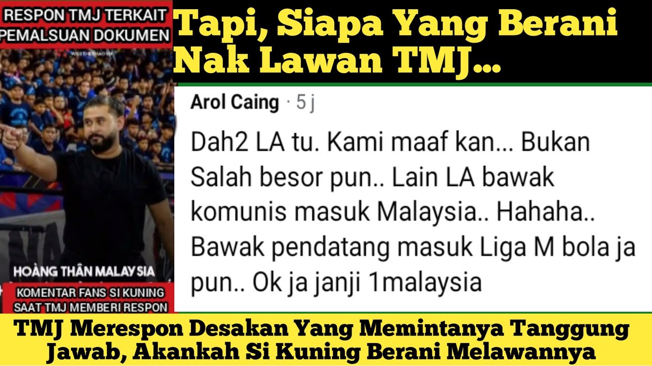 Komentar Fans Malaysia Menanggapi Tantangan TMJ || Kalah Di CAS Si Kuning Memanas