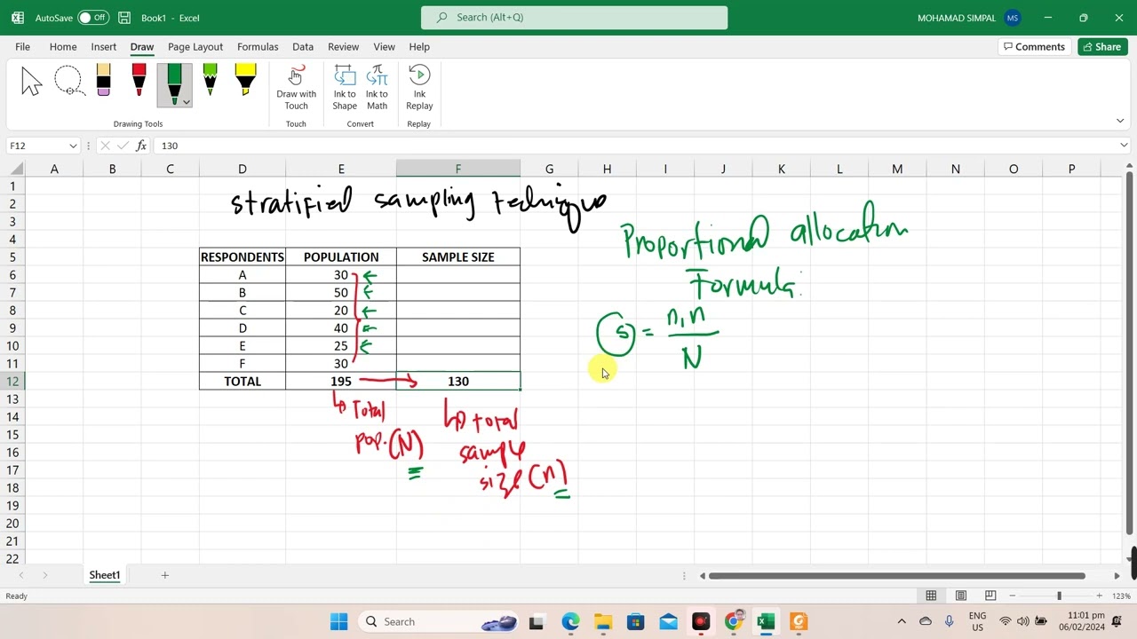 Raosoft and Proportional Allocation Sampling Technique