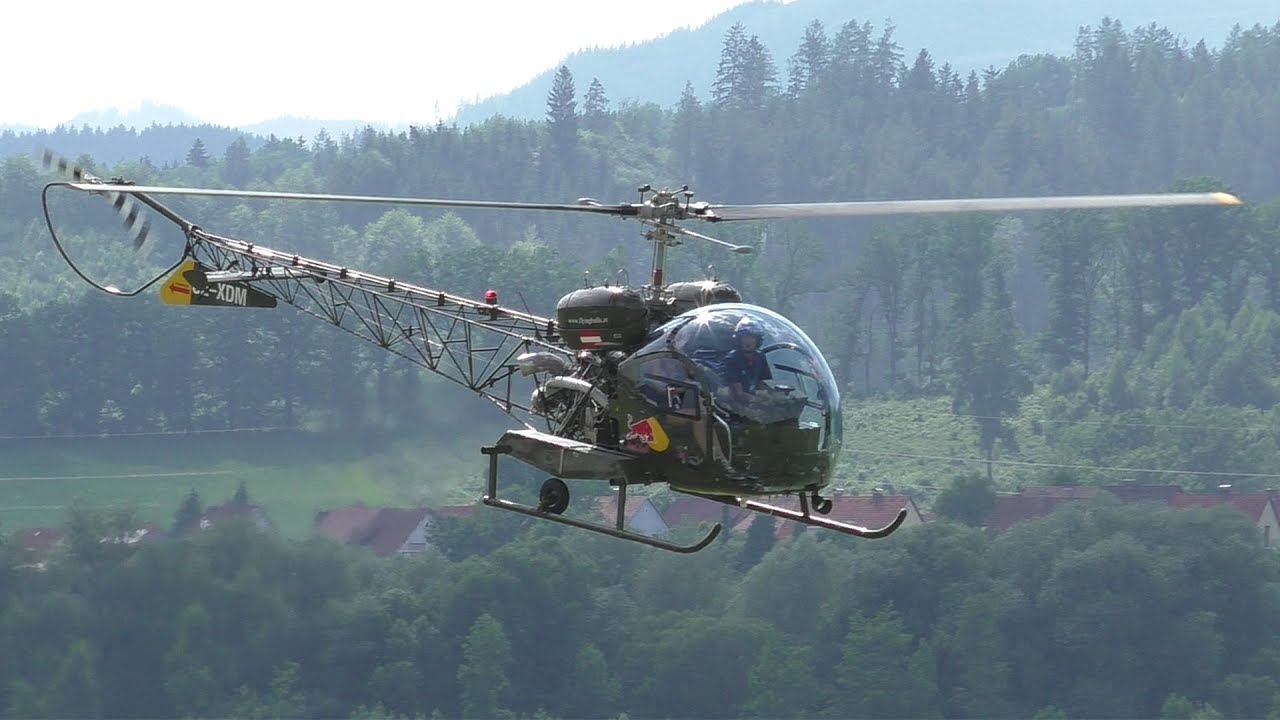 THE FLYING BULLS Bell 47 *Soloy* landing and takeoff at Airfield Kapfenberg | OE-XDM