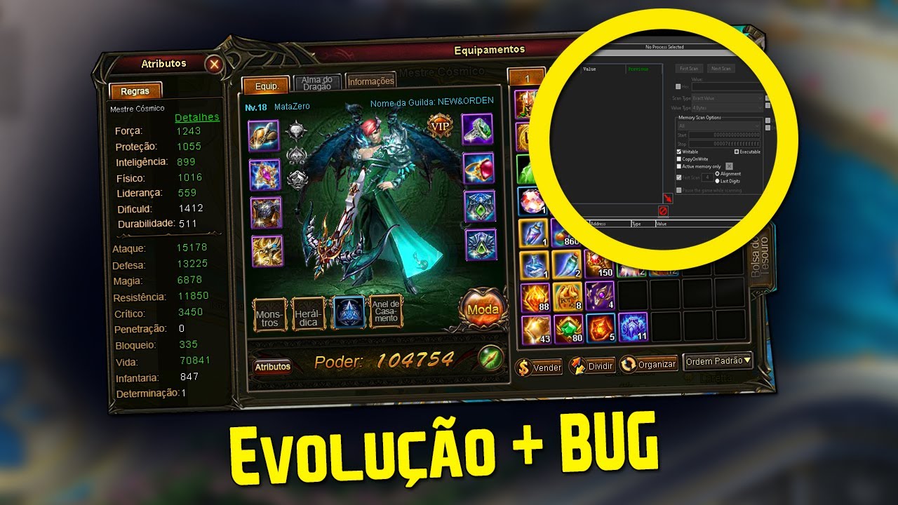 Legend online - Evolução 19- com 104k de Poder + Bug (Cheat engine )