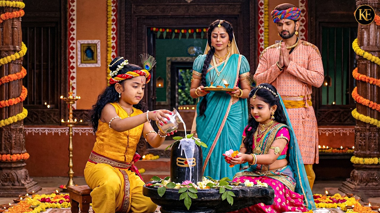 बाल कान्हा और राधा ने मैया-बाबा संग की महादेव पूजा || यशोमती मईया के नंदलाला || Shree Krishan leela