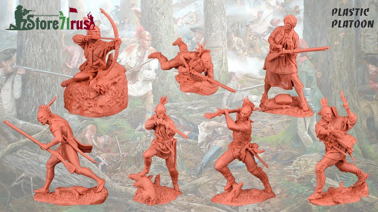 PLASTIC PLATOON - ЛЕСНЫЕ ИНДЕЙЦЫ, НАБОР #2 / WOODLAND INDIANS, SET #2, FRENCH AND INDIAN WAR