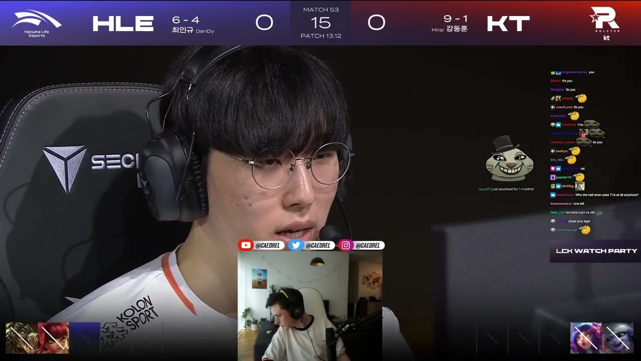 Caedrel (With Chat) FULL GAME🔴HLE VS KT #LCKWatchParty🔴